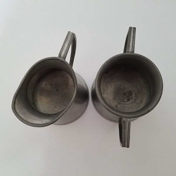 Vintage Cream and Sugar Set Marked Priscilla Pewter 4056 Art Deco - Picture 5 of 9